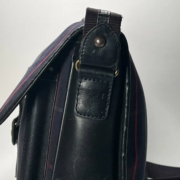 Vintage Burberry's Nova Check Messenger Bag Pre-1999 Plaid Crossbody Leather - Picture 3 of 7